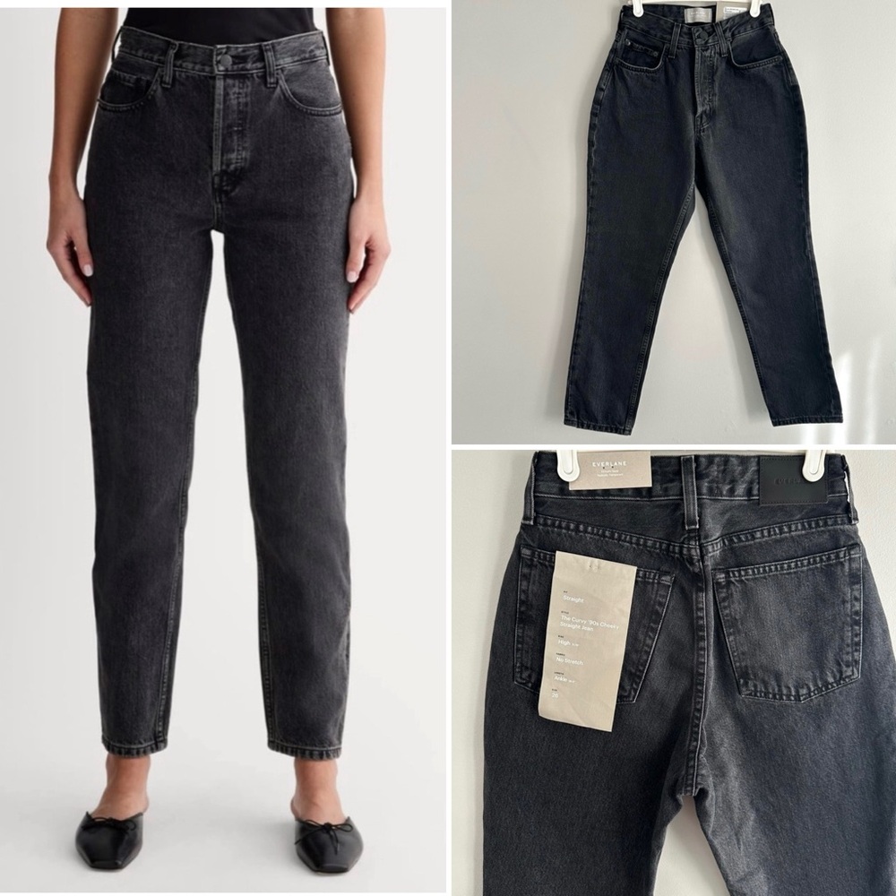 Everlane Curvy 90s Cheeky Straight Jeans in Washed Black Size 26
